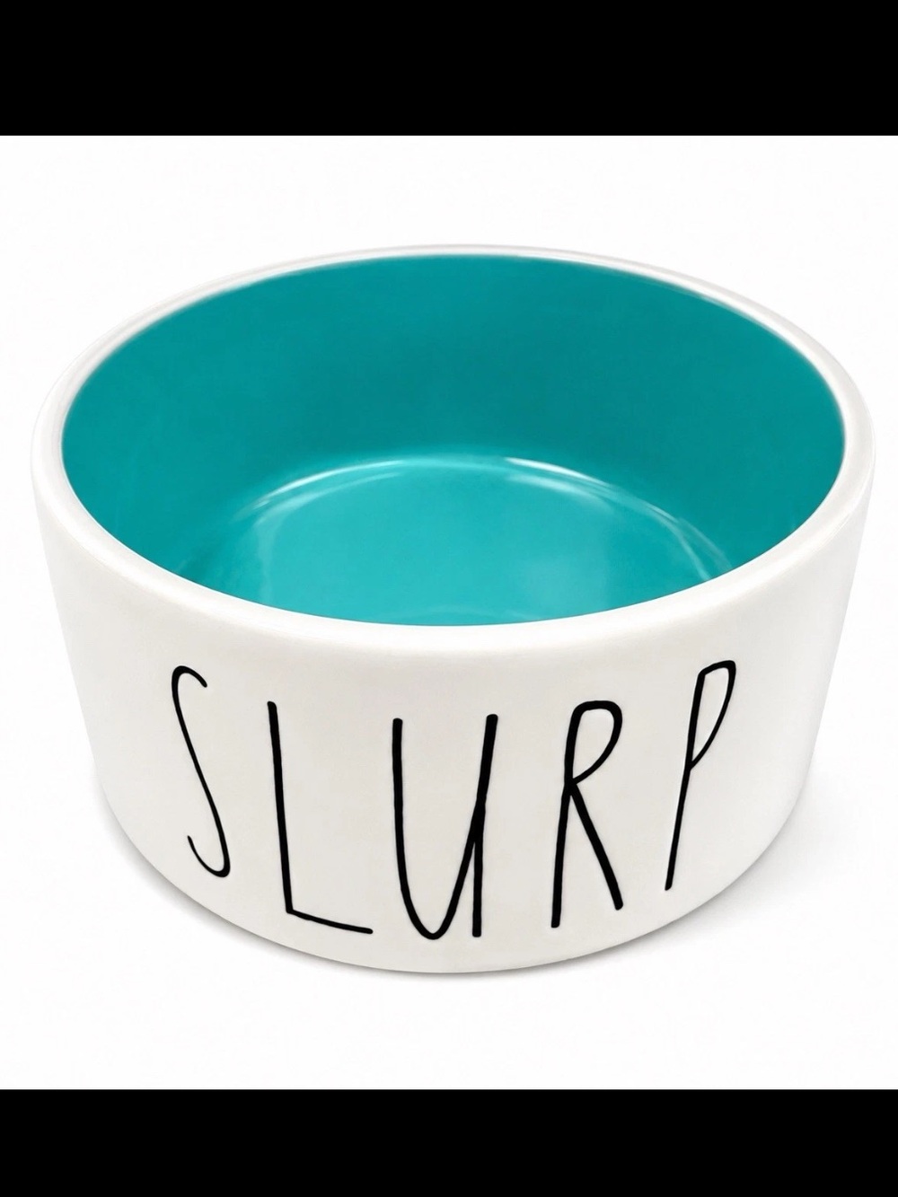 Rae Dunn SLURP 6" Pet Dog Cat Food Water Bowl Dish Magenta Artisan Blue Interior
